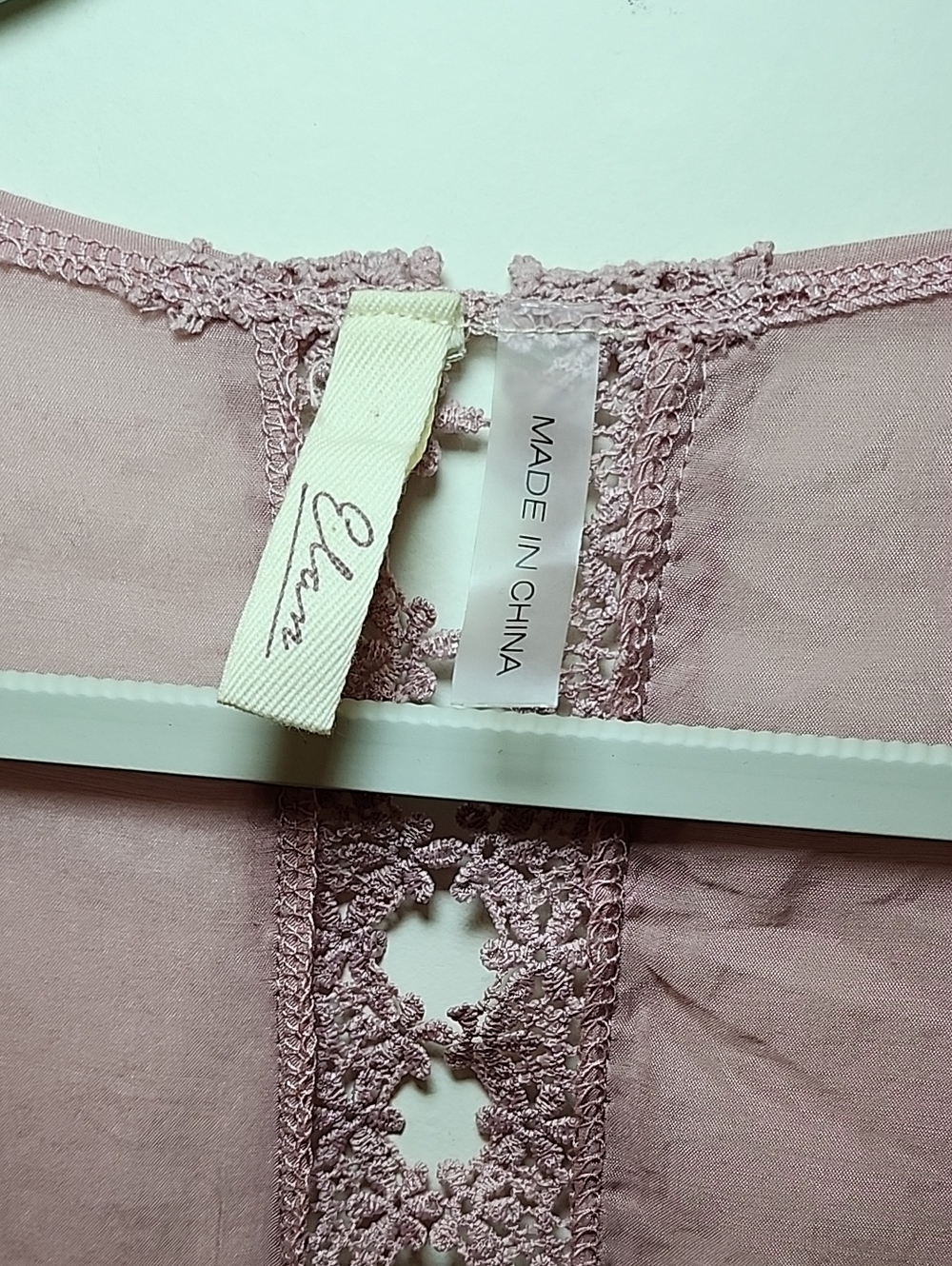 ELAN Women's Vivi crochet Cover Up tie front boho slouchy pink Mauve Lace Sz S - Picture 7 of 16